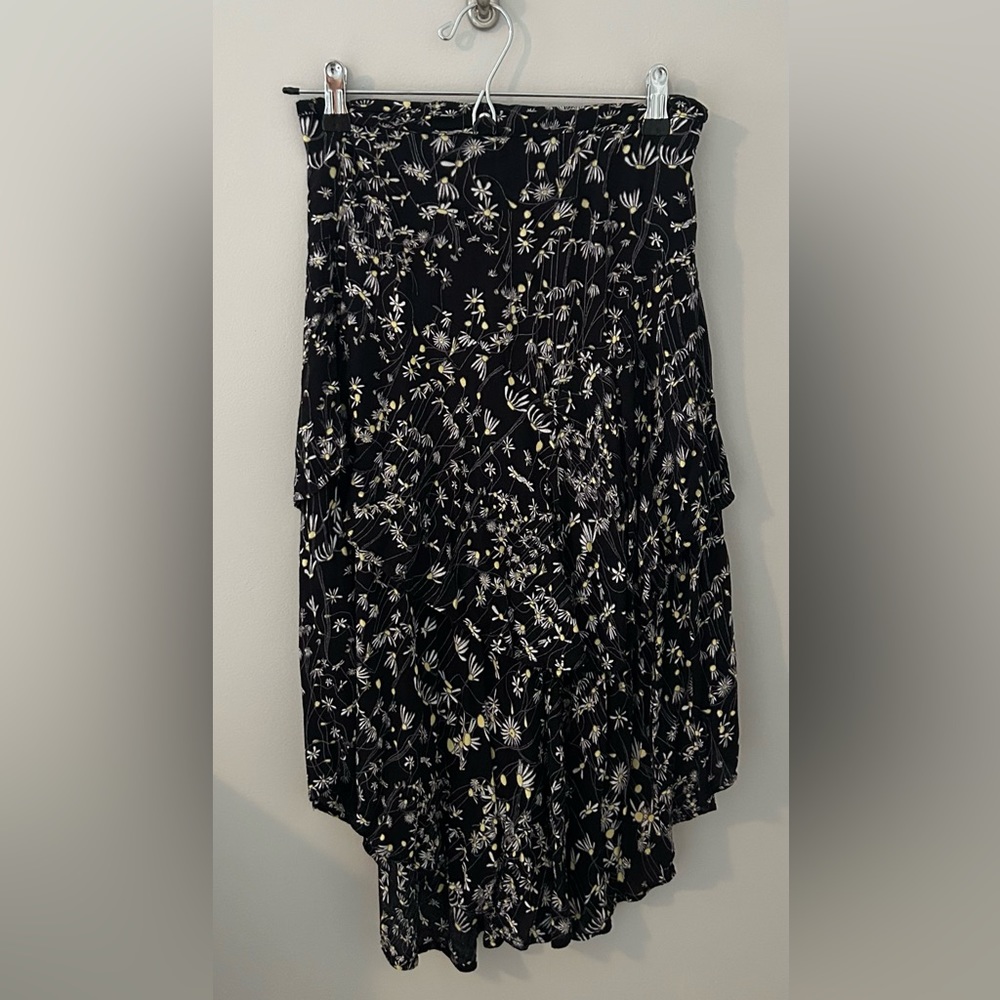 Black floral midi skirt